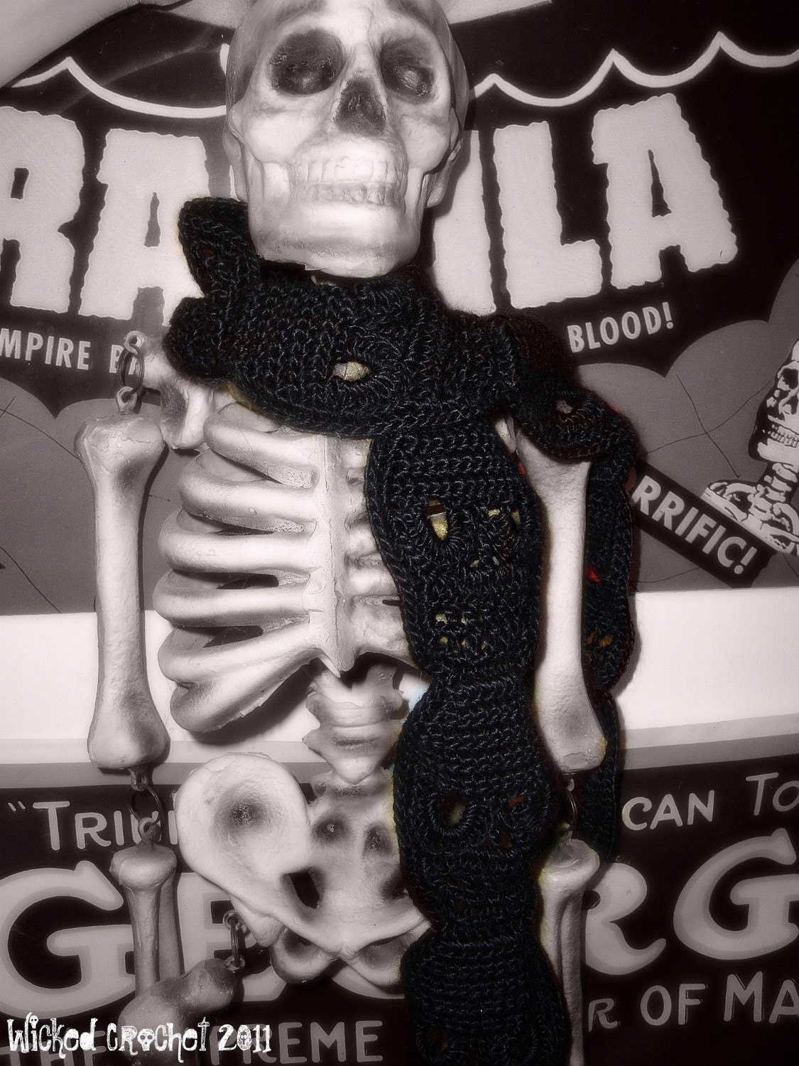 PDF CROCHET PATTERN Cute Crochet Skull Scarf
