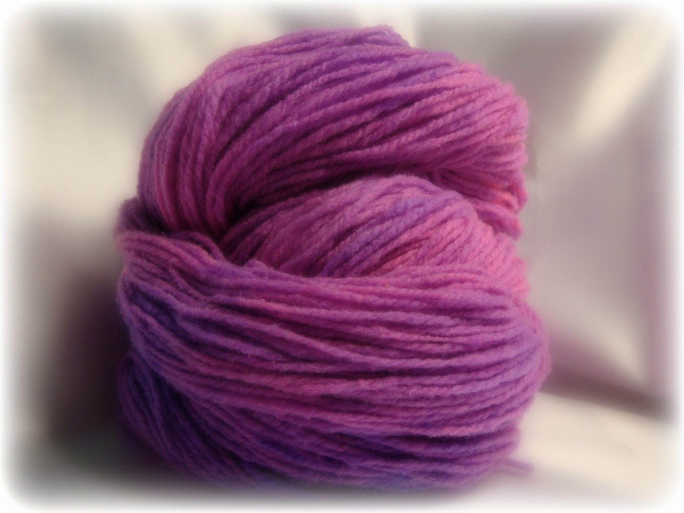 Hand Dyed Fine Sport Weight Pink and Lavender Merino Wool Yarn
