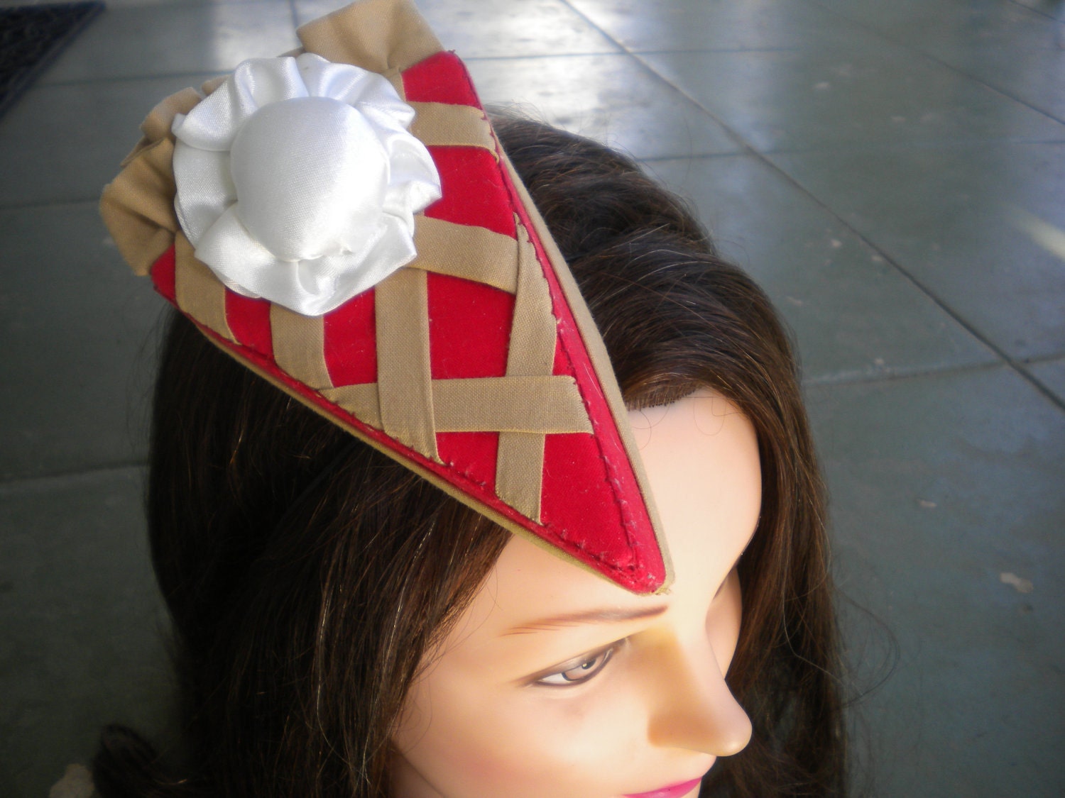 Cherry lattice pie hat with vanilla ice-cream scoop burlesque pinup rockabilly