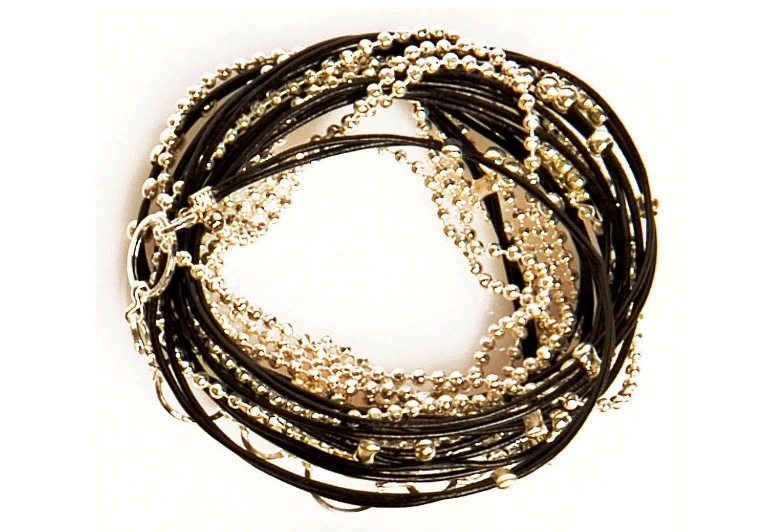 Dual Purpose Wrap Black Leather Bracelet