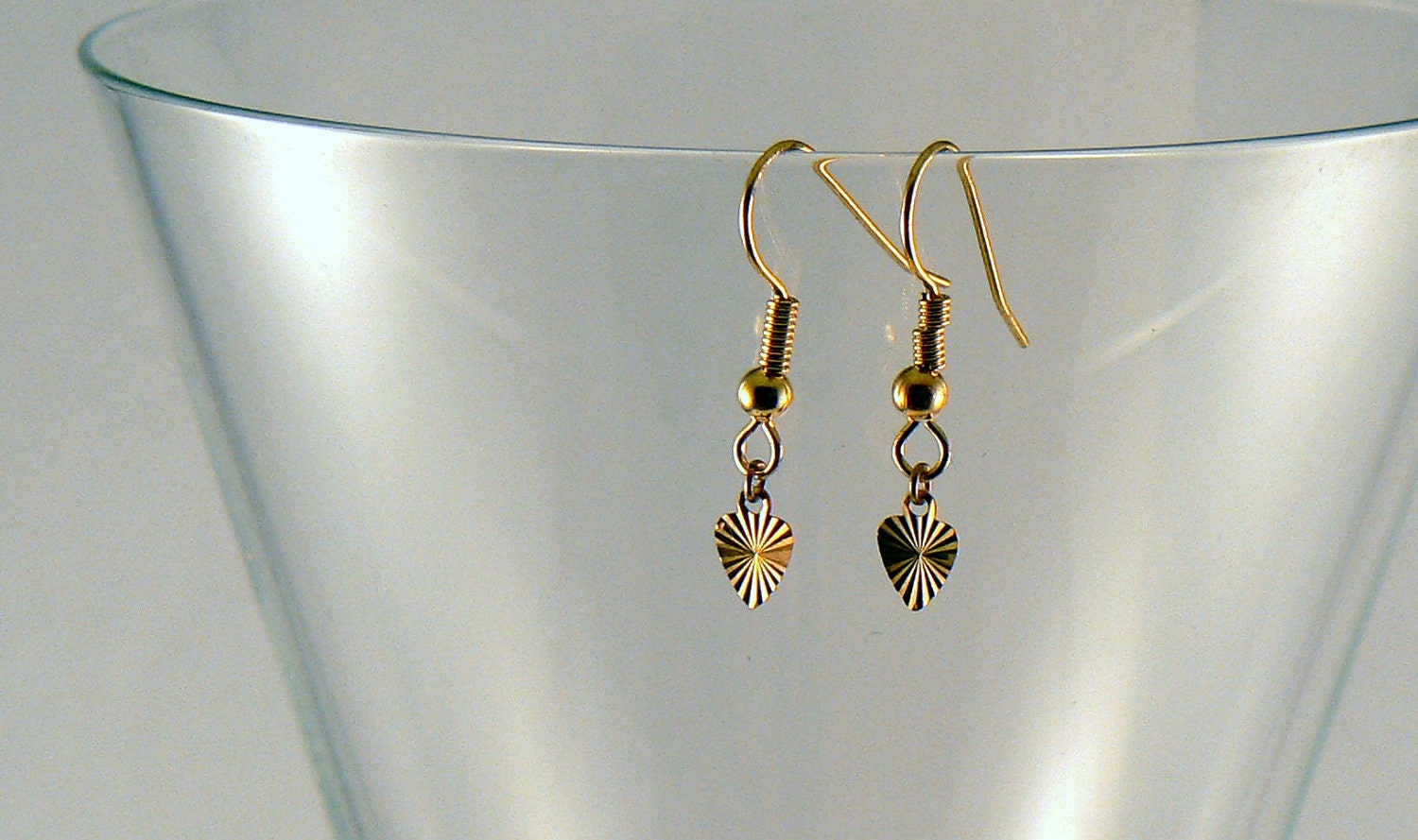 Vintage tiny gold heart earrings