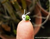 Extreme Micro Snail - Tiny Dollhouse Miniature Insects - Single Thread Crochet Green Snail - Made To Order