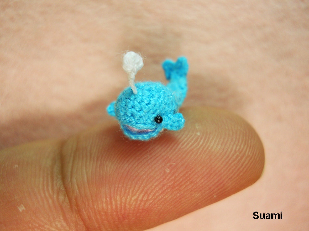 Miniature Crochet Whale Amigurumi -  Mini Plush Blue Whale Dolphin - Made To Order