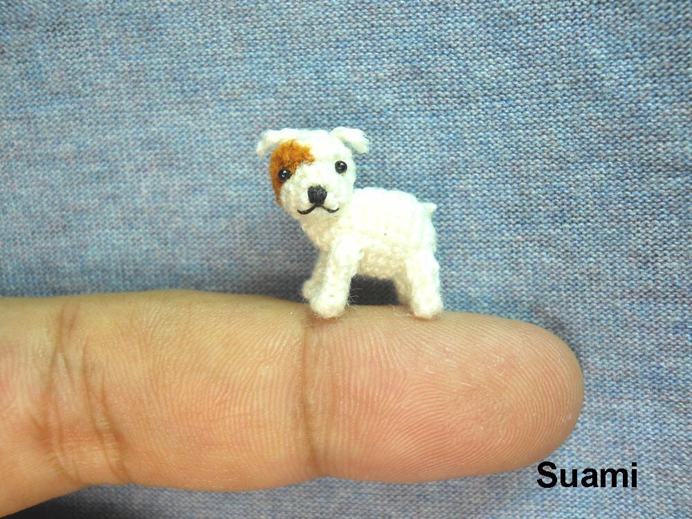 Miniature Tan Bulldog - Mini Tiny Crochet Dogs - Made To Order