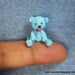 Tiny Mohair Bear - 1 Inch Miniature Teddy Bear - Blue Bear Plush Toy - Micro Crochet Bears  - Pink Bow