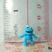 Micro Cookie Monster - Extreme Tiny Crochet Character Blue Monster - Made To Order