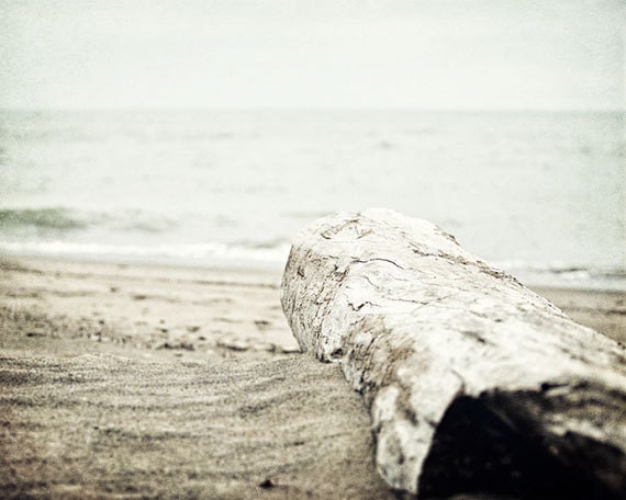 Beach Photo Pastel Beach Decor Landscape Greige Art Pale Blue Mint Grey Beige Ombre Driftwood Coastal Sandy Beach Wall Art.