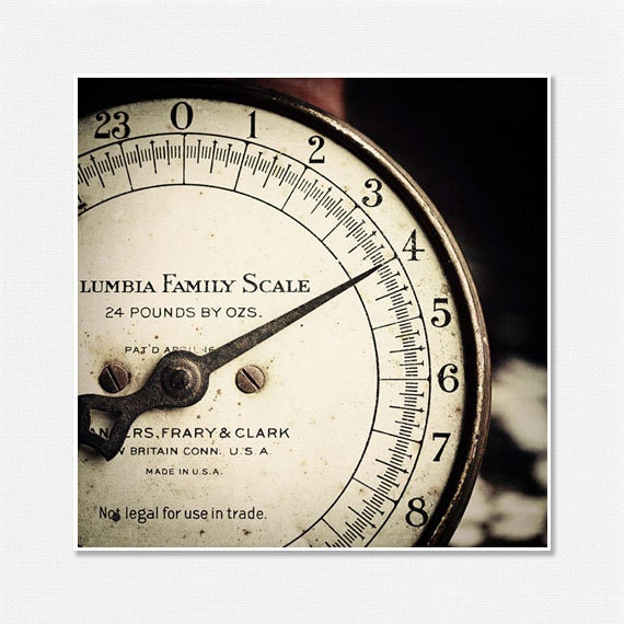 Vintage Kitchen Decor Rustic Kitchen Scale Fine Art Picture Number 4 Four Numbers Bronze Cream Brown Rust Vintage Nursery Decor.