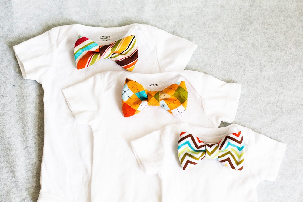 Bow Tie Bodysuit Gift Set Choose 3 Bow Ties Any 3 Sizes NB 3M 6M 9M 12M 18M