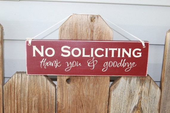 NO SOLICITING- thank you and goodbye- in vinyl lettering. Sign for front porch or front door welcome