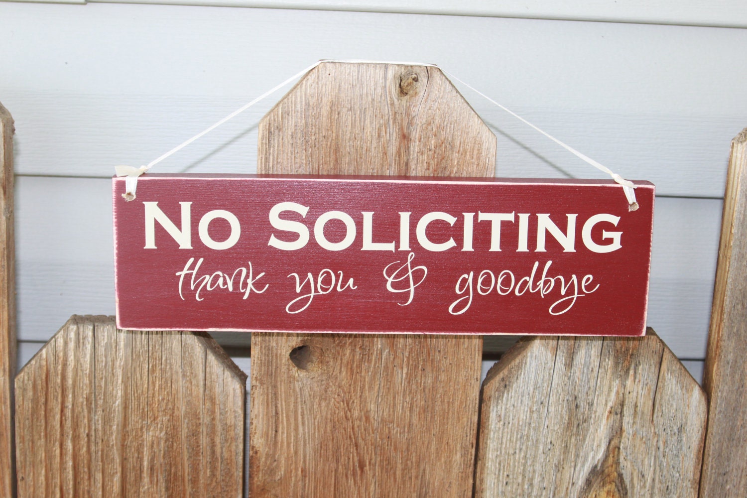 NO SOLICITING- thank you and goodbye- in vinyl lettering. Sign for front porch or front door welcome