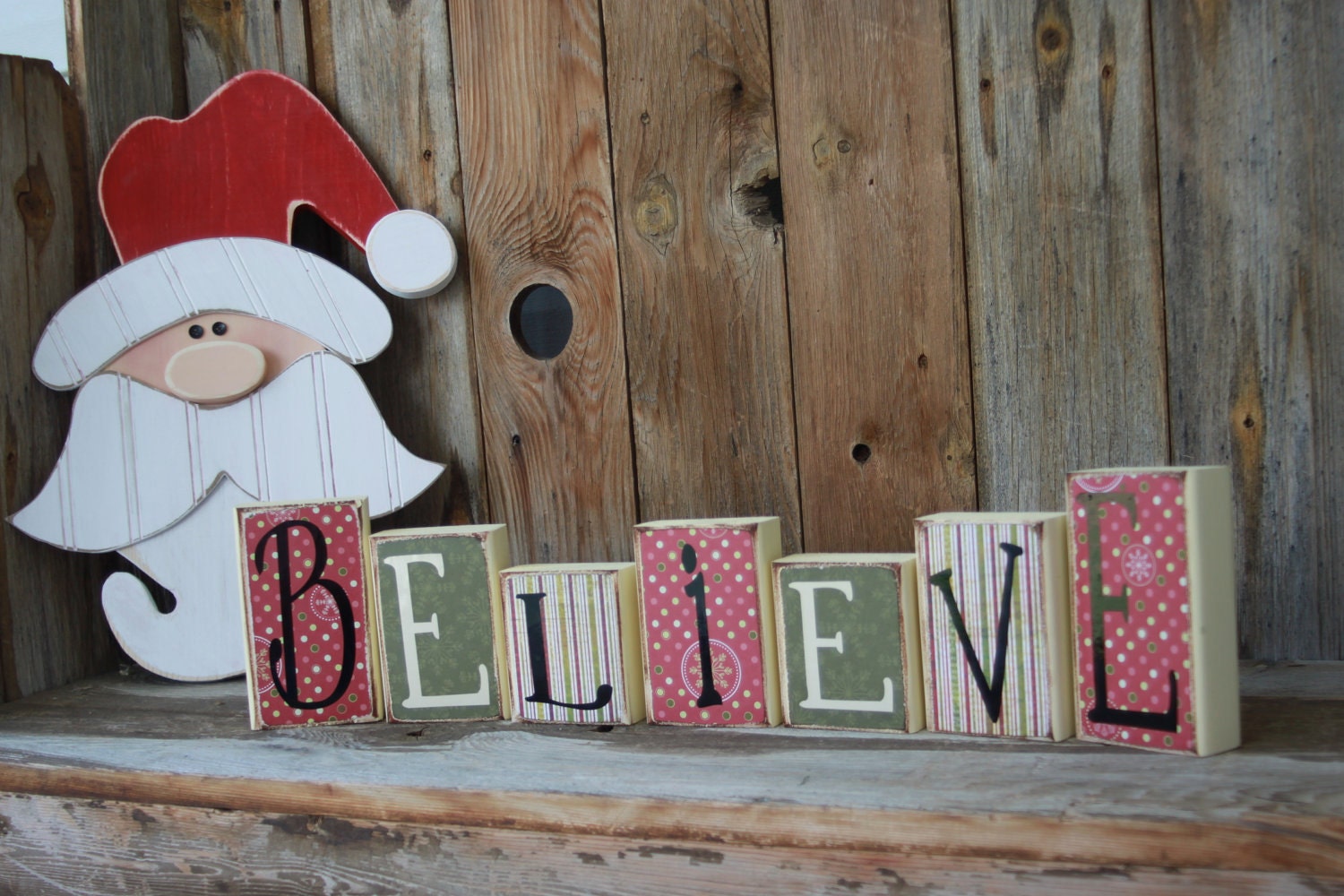 Reversible - Believe& Give Thanks wood Block Letters - Vinyl Lettering