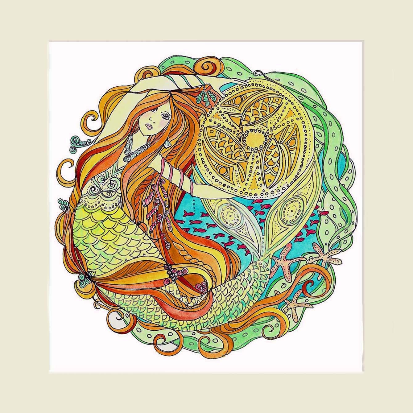 Mermaid of Carrick print with folklore booklet, 11.7x11.7in / 297x 297mm