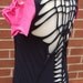 ripped t shirt braided shredded embroidered black and pink shot through the heart altered couture