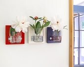 FLAG: red white blue wall mount flower vase patriotic