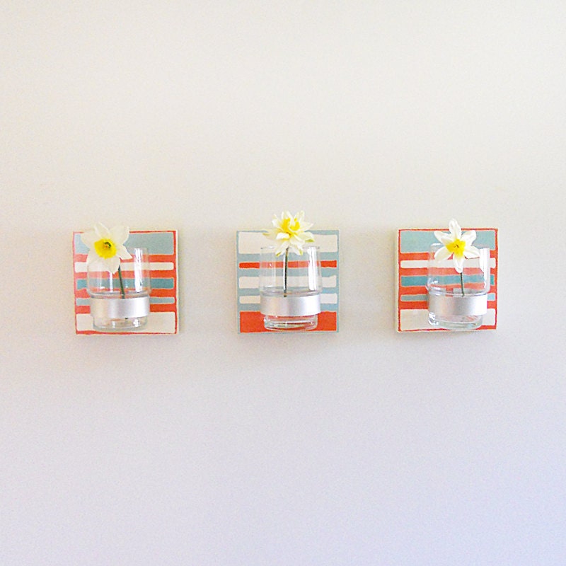 TIDAL: geometric beach cottage decor wall flower vase