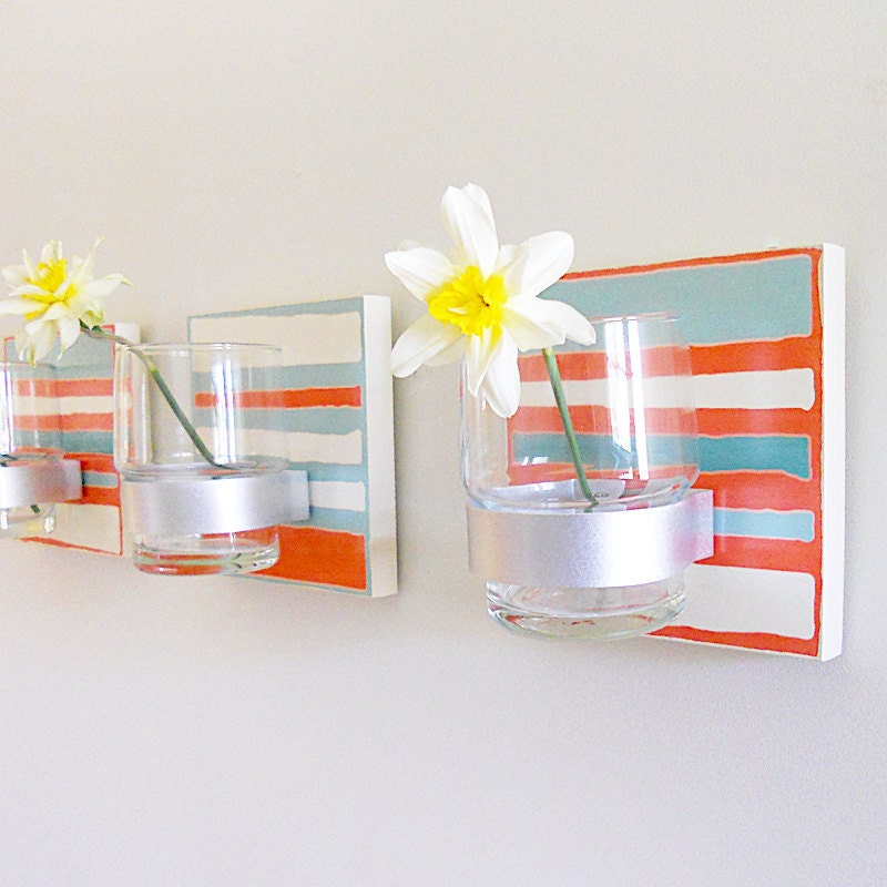 TIDAL: geometric beach cottage decor wall flower vase