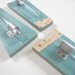 SKY: modern flower vase wood wall mount retro teal polka dots