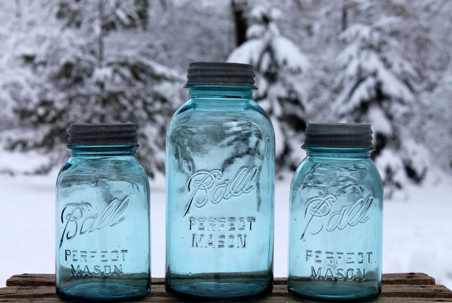 Vintage Blue Ball Perfect Mason Canning Jars 1-Quart & 2-Quart Jars - Wedding - Home Decor  - Collectible