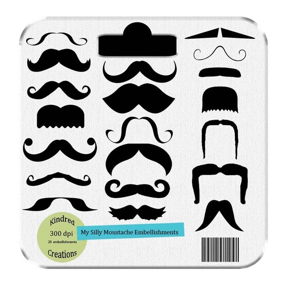 My Silly Mustache Digital Embellishments Clip Art Shapes 300 dpi