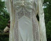 Wedding dress 1930s vintage bias cut with lace panels