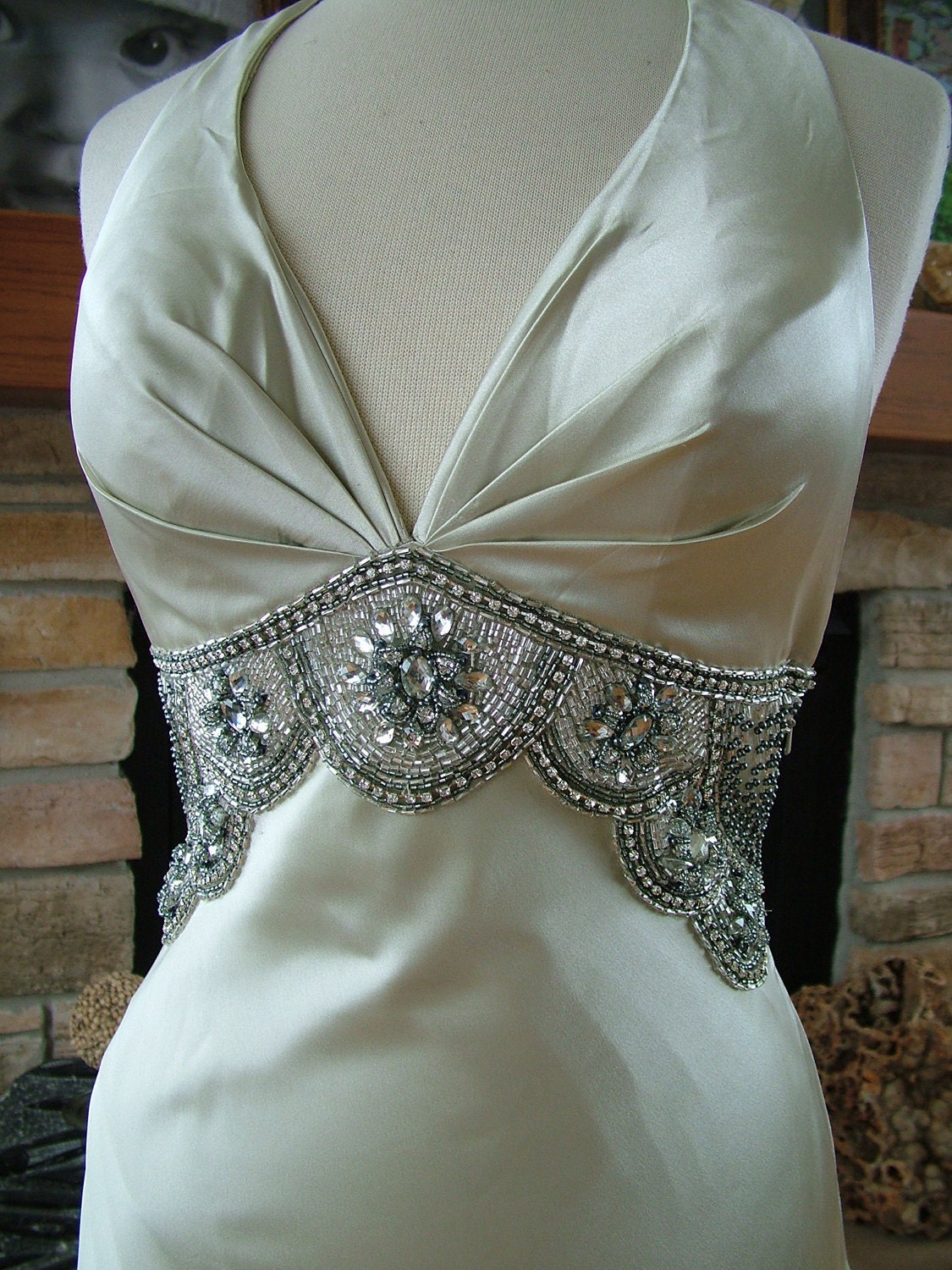 Wedding dress 1930s vintage inspired bridal gown reception evening dress red carpet gown