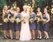 Gray Bridesmaid Dress - Jersey Infinity Wrap Style