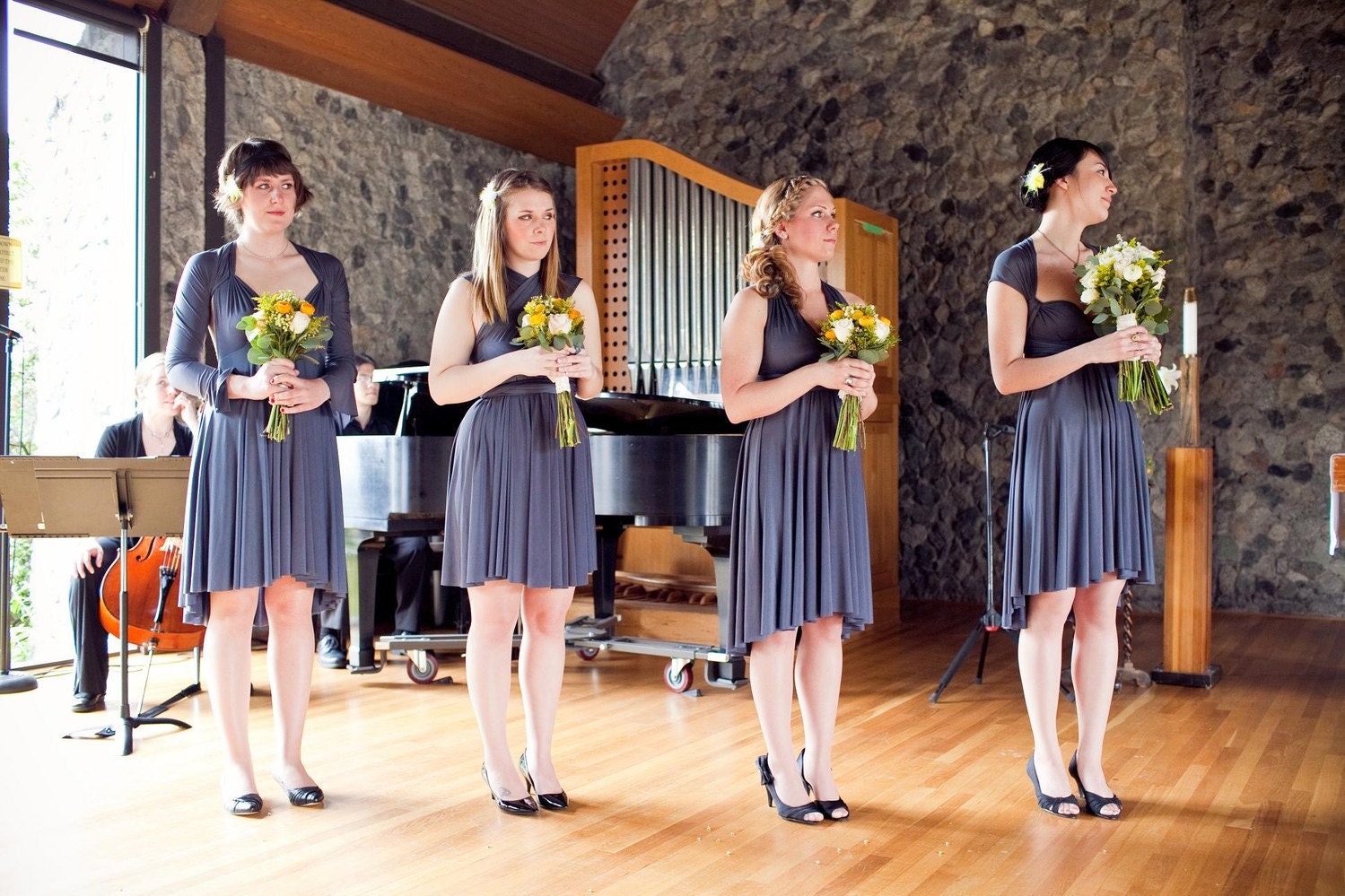 Gray Bridesmaid Dress - Jersey Infinity Wrap Style