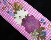 TWO Real Flower Bookmarks Valentines Love Friend Gift Pressed Flower Bookmarks 2 bookmarks Pink Hydrangea Gingham and Pink