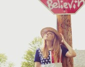 Vintage Late 80's Early 90's American flag shirt dress