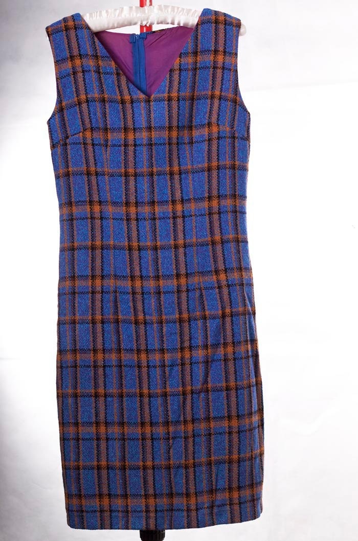 Vintage 1960's/1970's geek chic purple, black and orange plaid jumper
