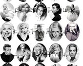 Printable Digital Collage Old Hollywood 40mm x 30mm oval Cameo Sheet Scrapbooking Box Tags Jewelry Making