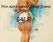 SALE Any 5 Digital Collage Sheets for 10 Dollars