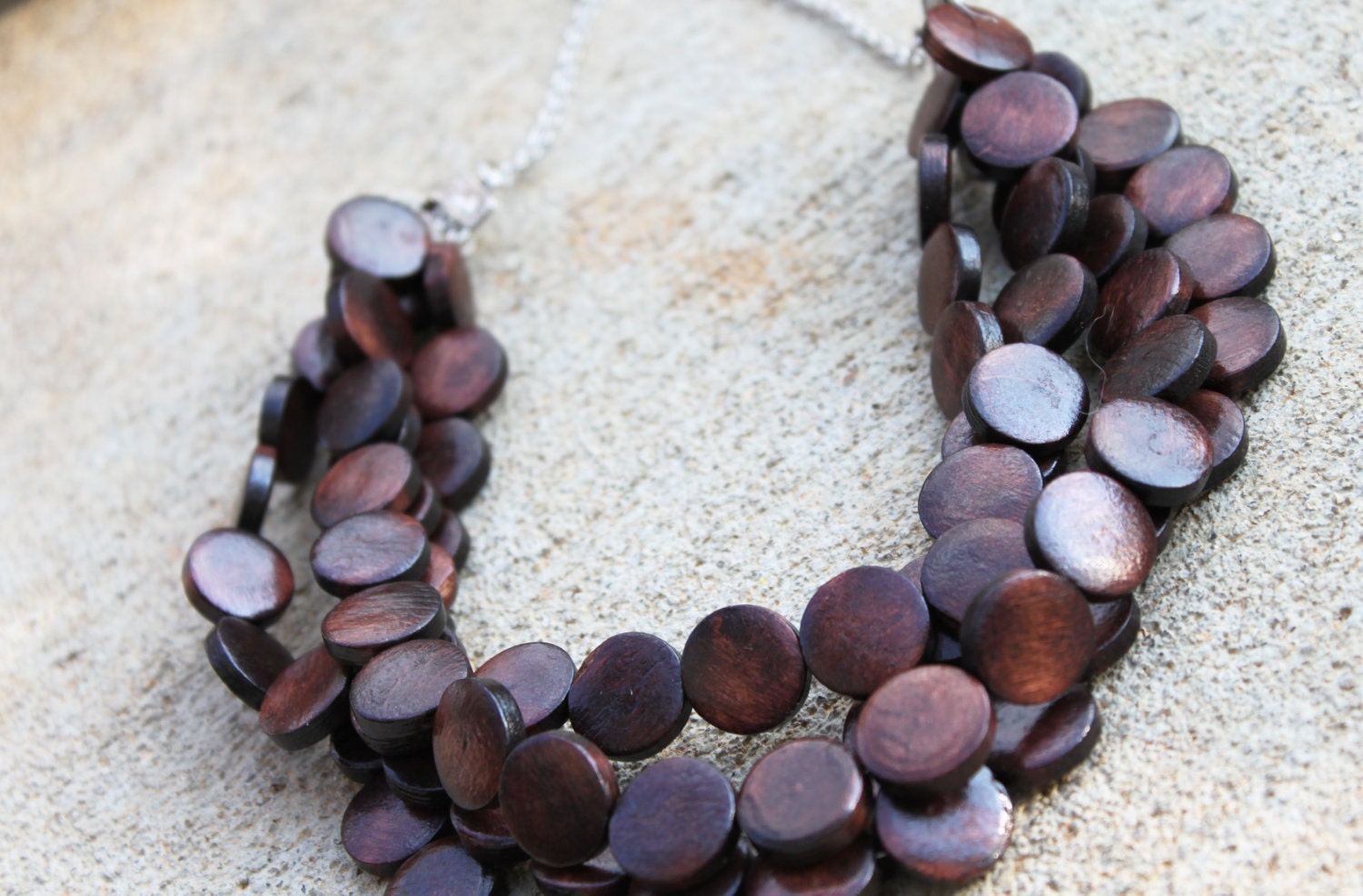 Three Strand Brown Statement Necklace