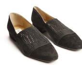 Black suede loafers