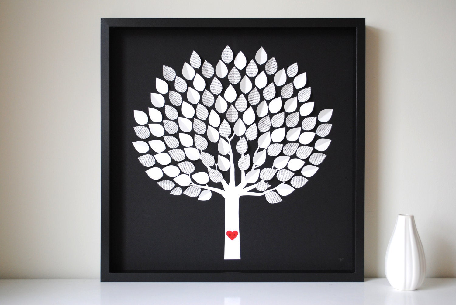 Unique Wedding Guest Book Alternative - 3D Song Tree Guest Book - MED - For up to 75 guests (includes frame, instruction card & pens)