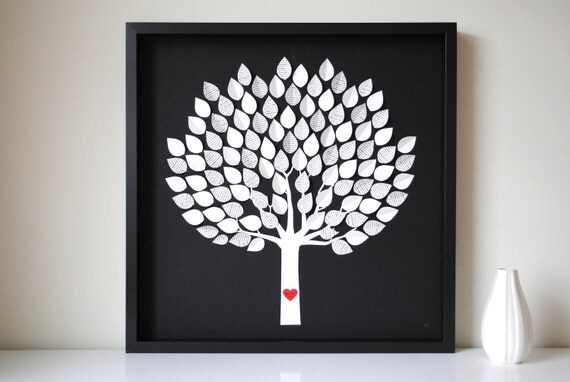 Unique Wedding Guest Book Alternative - 3D Song Tree Guest Book - MED - For up to 75 guests (includes frame, instruction card & pens)