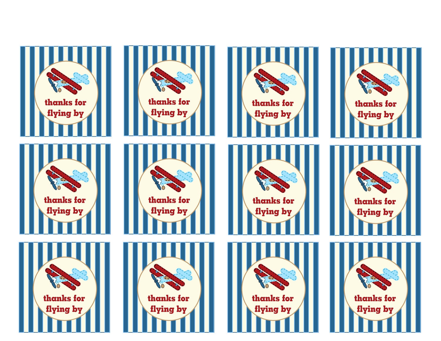 Printable Little Airplane Thank You Tags