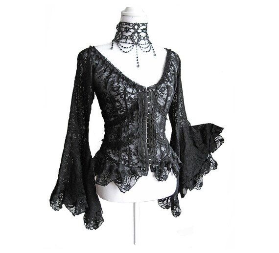 Blouse Treia, victorian, steampunk, burlesque, black lace, Somnia Romantica by Marjolein Turin