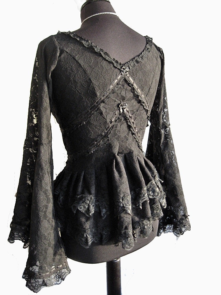 Blouse Treia, victorian, steampunk, burlesque, black lace, Somnia Romantica by Marjolein Turin