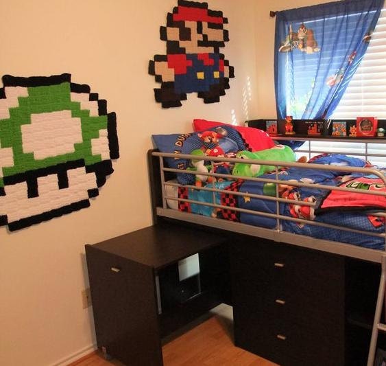 Giant 8 Bit Super Mario Mushroom Pixel Rug