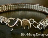 Elephant Clasp Tibetan Prayer Wheel Silver Beads Leather Wrap Bead Bracelet Weaved