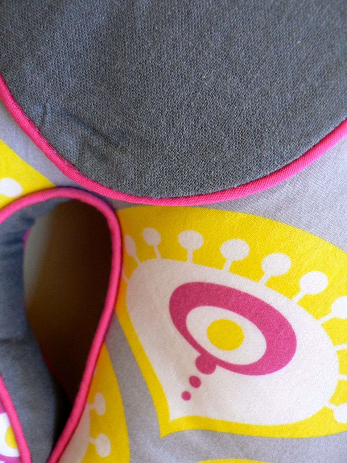Elephant Pillow in Grey Yellow and Pink