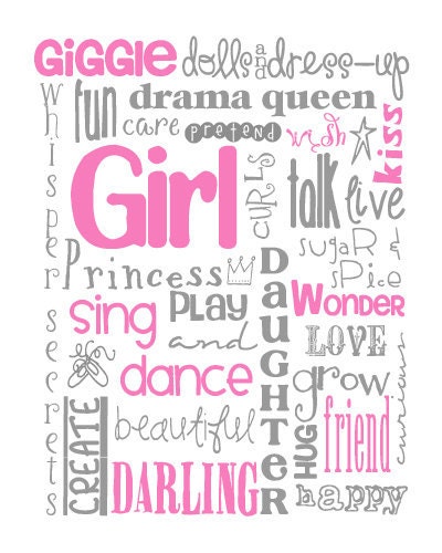 All Girl Subway Art for Nursery or Bedroom Digital PRINTABLE 8X10 JPEG File Multiple Colors and Sizes Available