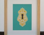 Vintage Lock / 5x7 screenprint
