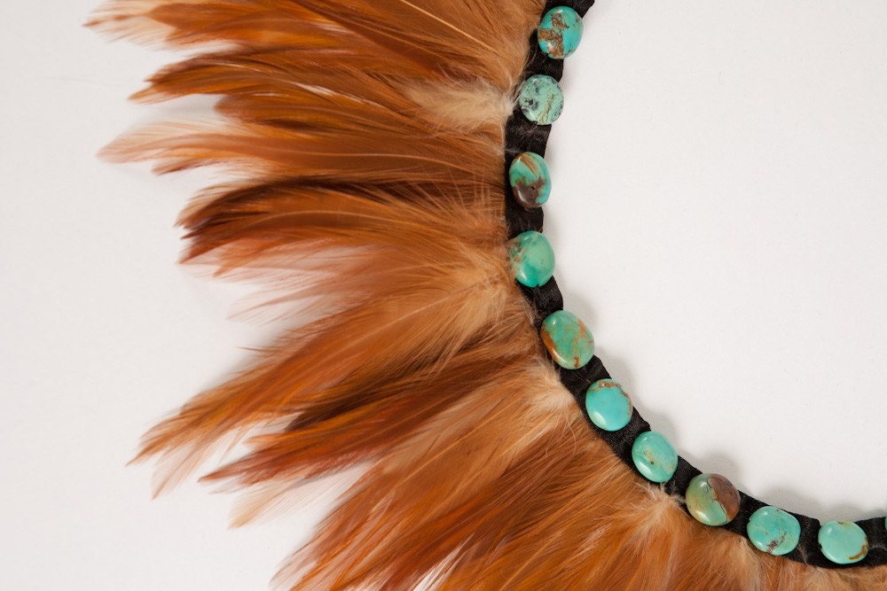 Feather Necklace with Turquoise Detail