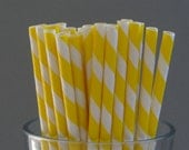 NEW to Serendipity Party Shop- Yellow Striped Paper Straws Il_170x135