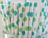 NEW to Serendipity Party Shop- Blue & Green Dotted Paper Straws Il_170x135