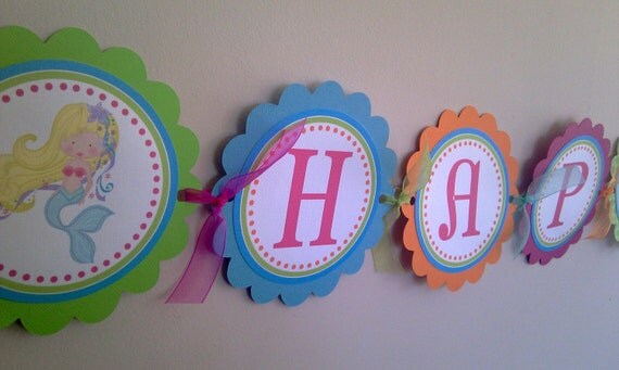 Under the Sea Mermaid Birthday Banner Il_570xn