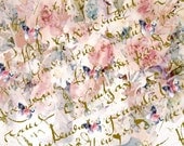 French Script on Roses Watercolor